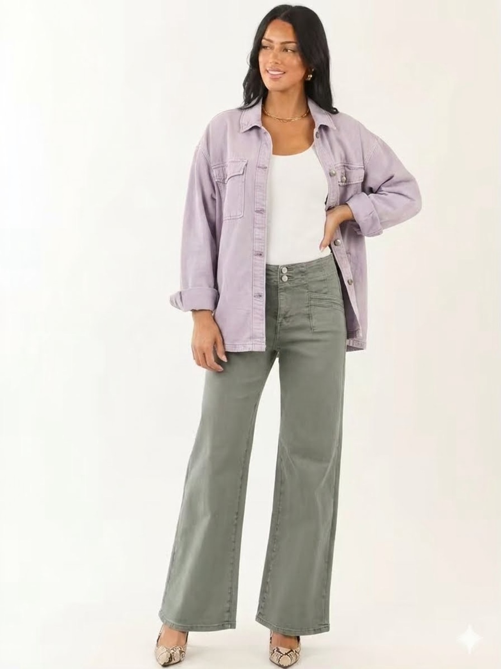 H&M Pastel Lilac Utility Jean Jacket